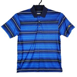 Men's Jack Nicklaus Staydri Blue Striped Polo Shirt Short Sleeve Size M